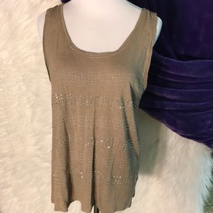 Brown/gray tank top with silver rhinestone detail